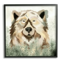 Studell medvjed divlje životinje priroda šuma stabla životinje i insekti slikaju crno uokvireni umjetnički print zid umjetnosti