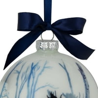 4 ukras božićne kuglice od bijelog i plavog stakla s likom losa