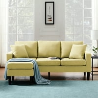 AUKFA 72 Reverzibilni kauč za sekciju s ležaljkom za dnevnu sobu, poliesterska mješavina, žuta