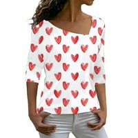 Ženske majice za Valentinovo, karirane majice s dugim rukavima s ljubavnim srcima
