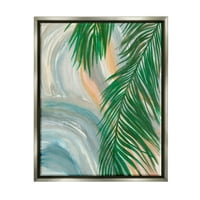 Stupell Industries Tropska palma ostavlja izbliza uzorke uzoraka Slikanje sjajno siva plutajuća uokvirena platna za tisak zidne umjetnosti,