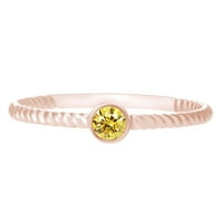 14k okrugli zlatni žuti prirodni dijamantni prsten od ružičastog zlata-8,5
