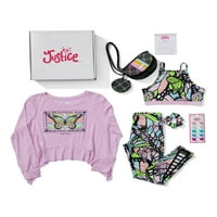 Justice Girls za kolekciju 5-komada Poklon Bo Outfit Set s vrhom dugih rukava, gamašama, torbicom i dodacima za kosu, veličine XS-XL