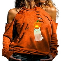 Dukserice za žene, modne ženske Ležerne majice s naramenicama s printom za Noć vještica s dugim rukavima, ponude, popusti