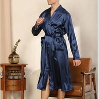 Pidžama Setovi za muškarce, obična ležerna pidžama s dugim rukavima i vezicama, prugasti kućni džep, duga pidžama haljina, kratke
