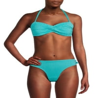 Vrijeme i TRU ženske i žene plus eyelet Twist Swim Bandeau