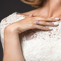 Carat T.G.W. Ovalni izrezani ametist i karat T.W. Okrugli dijamantni 14KT ružičasti zlato podijeljeni prsten