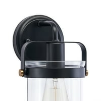 Zidna svjetiljka u stilu fenjera, prigušivač kompatibilan s prozirnim staklenim sjenilom i metalnim okvirom za jednu svjetiljku od
