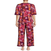 Pioneer Woman Women's Cratki rukav za ispis i pidžame set hlača, 2-komad