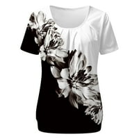 Majice za žene, ženske majice, majica kratkih rukava s okruglim vratom, bijeli;