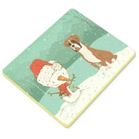 Bokser i snjegović božićna kuhinja ili prostirka za kupanje 24x36