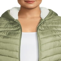 Velika hladna žena plus veličine kapuljače Chevron Down mješavina jakna