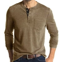 Modna majica za proljeće i jesen, obična bluza s okruglim vratom na kopčanje, gornji dio s dugim rukavima i džepovima, ležerna Majica