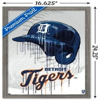 Detroit Tigers - Poster za kaciga za kaciga, 14.725 22.375 uokviren