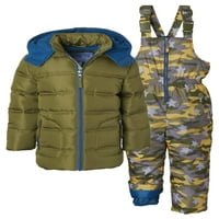 Wippette Baby Toddler Boy zimska jakna kaput i camo snježne hlače Bib, set s snowsoit