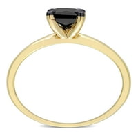 Carat T.W. Crni dijamant 14KT žuto zlato kvadratni crni rodij zaručnički prsten pasijansa