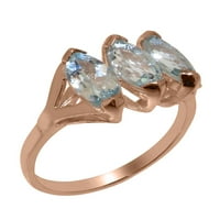 Ženski prsten od prirodnog akvamarina od ružičastog zlata 18K britanske proizvodnje - opcije veličine-Veličina 8