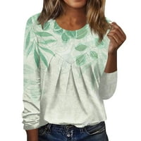 Rasprodaja ženski casual modni pulover s dugim rukavima s okruglim vratom s cvjetnim printom gornja bluza Menta zelena, e-mail