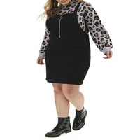 Jednostavno budite ženski plus size zip prednji traper pinafore haljina