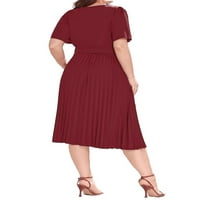 Ženske haljine Plus size elegantne jednobojne s izrezom u obliku A - kroja u kestenjastoj boji od 3 inča