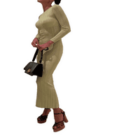Ženska Rebrasta pletena haljina s dugim rukavima, jesenska duga Rebrasta haljina, tanka MIDI olovka