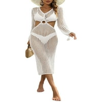 + Ljetna Ženska haljina za plažu bez leđa heklani kupaći kostimi boho kupaći kostimi prozirni Bikini pelerine midi haljina dugih