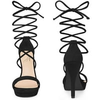 Jedinstvene ponude ženske solidne čipkaste platforme stiletto potpetice sandale