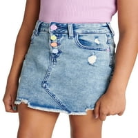 Justice Girls Candy Gumb Front Denim suknja, veličine 6-14, Slim & Plus