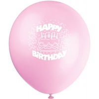 12 Kasni ružičasti kolač sretan rođendan baloni, 8ct