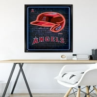 Los Angeles Angels - neonski plakat na zidu s kacigom, uokviren 22.375 34