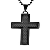 Obalni nakit od nehrđajućeg čelika s crnim premazom s umetkom od karbonskih vlakana Privjesak u obliku križa