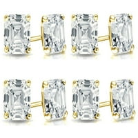Pariški nakit žuto zlato 14k, bijeli Safir izrezan Asher 1k, set od četiri obložene naušnice
