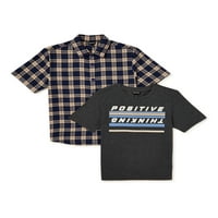 Bleached Boys 'Bothud-up karirana majica i grafička majica, 2-komad, veličine 8-18