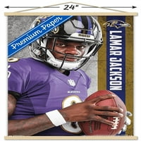 Baltimore Ravens - drveni magnetski uokvireni Zidni plakat Lamar Jackson, 22.375 34