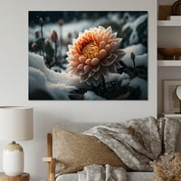 Dizajnirati cvjetajući cvijet naranče dahlije u zimi iii platno zidna umjetnost