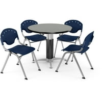 Set za sobu za odmor, svestrani stol s metalnom mrežastom okruglom bazom od 42 inča, stolice u boji, stolice u boji