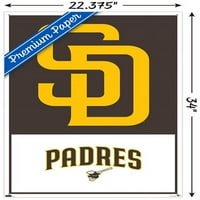 San Diego Padres-poster s logotipom na zidu s gumbima, 22.375 34