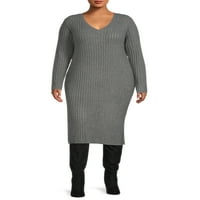 Ženska haljina od džempera veličine i veličine plus s izrezom u obliku slova u obliku slova u