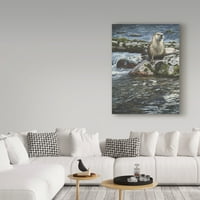 Zaštitni znak likovna umjetnost 'Riverside Pause River Otter' platno umjetnost Ron Parker