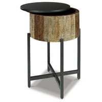 Rustikalni dizajn okruglog završnog stola Ashlee Nashbrin, siva i smeđa