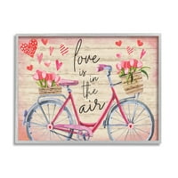 Stupell ljubav u zračnom tulipanom biciklističkoj košari