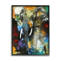 Slojevita slonova podebljana divljina Sažetak grafičke umjetnosti crno uokvirena umjetnička print zidna umjetnost