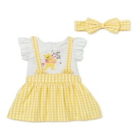 Disney Winnie The Pooh BEING Girls Bodysuit, Pinafore & Headbal, 3-komad odjeće, veličine 0 3- MJESECA