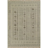 Ručno izrađeni geometrijski tepih od vune i pamuka u boji Bjelokosti 2' 3'