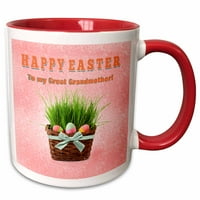 3. Stavite tri uskršnja jaja u košaru s travom, prabaka Sretan Uskrs-dvobojna crvena šalica, 11 oz
