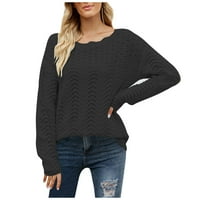 Ženski modni pulover u punoj boji s izrezima u donjem dijelu leđa, čipkasti džemper s jednim izrezom s ramena