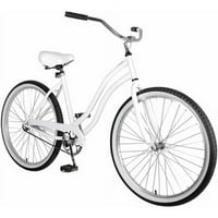 Bicikl za krstarenje, na kotačima, na okviru, ženski bicikl, bijeli