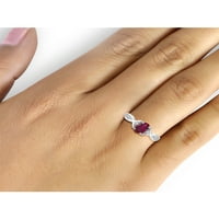1. Prsten od sterling srebra s rubinom i bijelim karatnim dijamantom