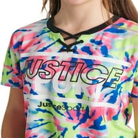 Justice Girls J-sportovi tiskani čipkasti vrh kratkih rukava i aktivni set odjeće za noge, 2-komad, veličine XS-XXL