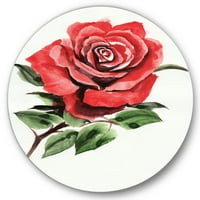 Designart 'Drevni cvijet crvene ruže III' Tradicionalna metalna zidna umjetnost kruga - disk od 11